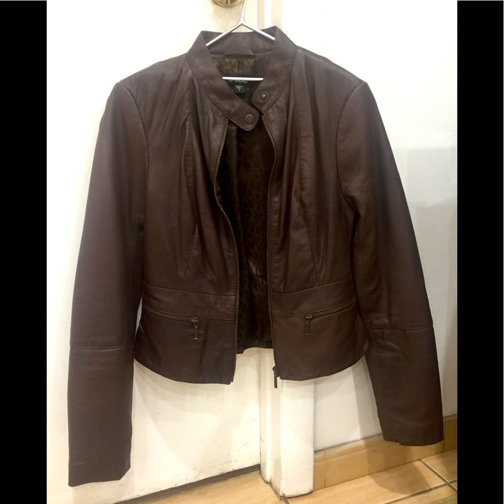 Bebe brown leather jacket